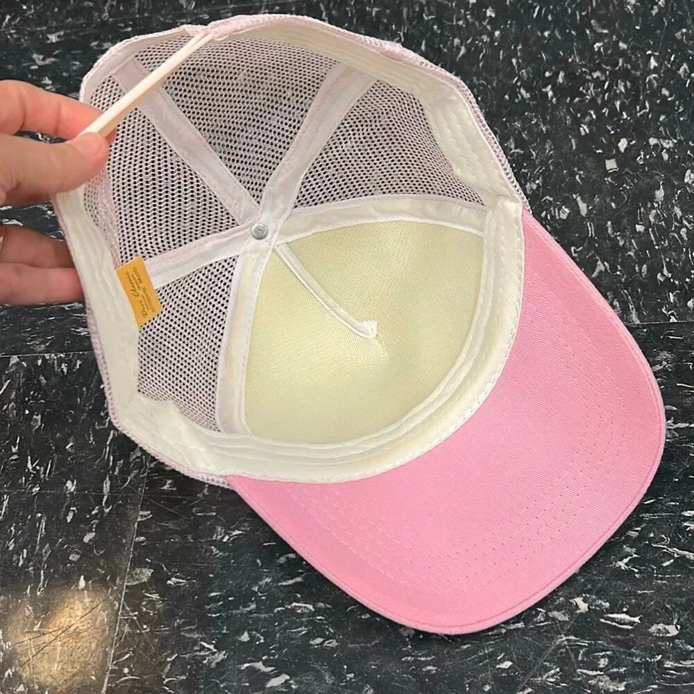 Jamaica Snapback Trucker Hat Pink White Sunset Palm Tree Beach One Love